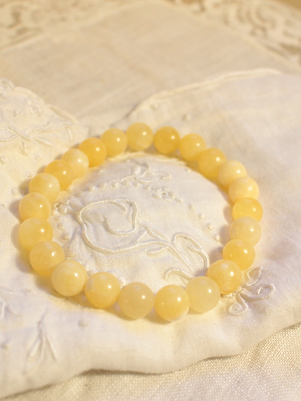 Coquette Pale Yellow Stretchy Glass Bead Bracelet
